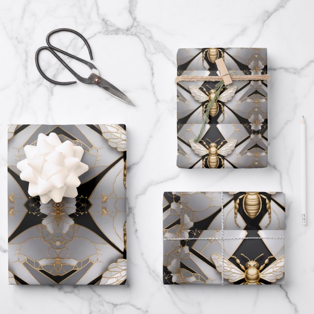 Goldene Honigbiene Kunst Geschenkpapier Set (Vorderseite)