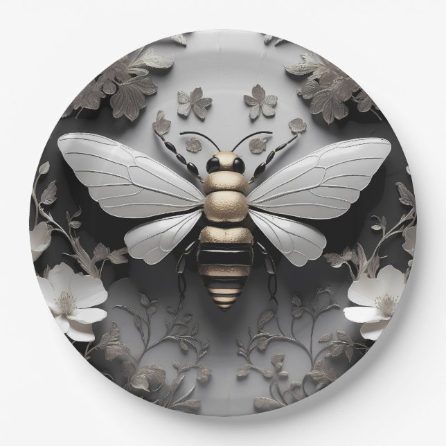 Goldene Honigbiene Kunst Pappteller (Vorderseite)