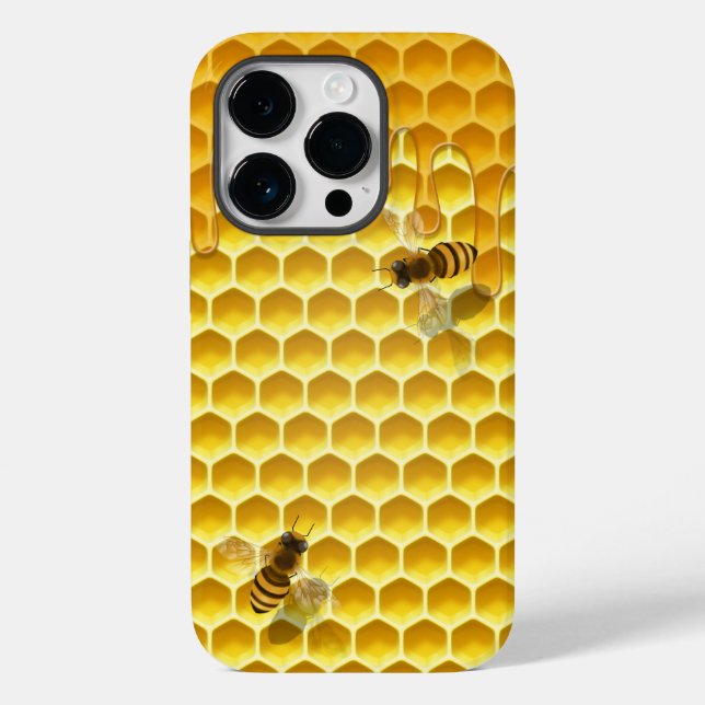 Goldene Honigwabe mit Bienen individuell anpassbar Case-Mate iPhone Hülle (Rückseite)
