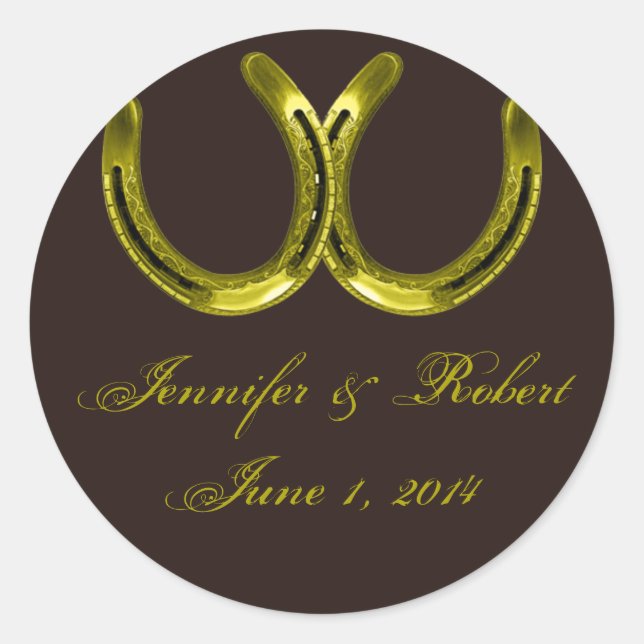 Goldene Hufeisen auf braunem Umschlag Aufkleber (Vorderseite)