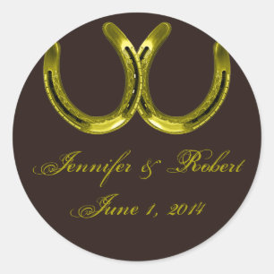 Goldene Hufeisen auf braunem Umschlag Aufkleber