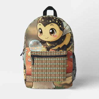 Goldene Hummel im Blütentanz Bedruckter Rucksack