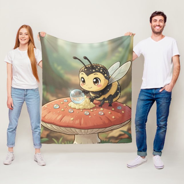 Goldene Hummel im Blütentanz  Fleecedecke (Beispiel)