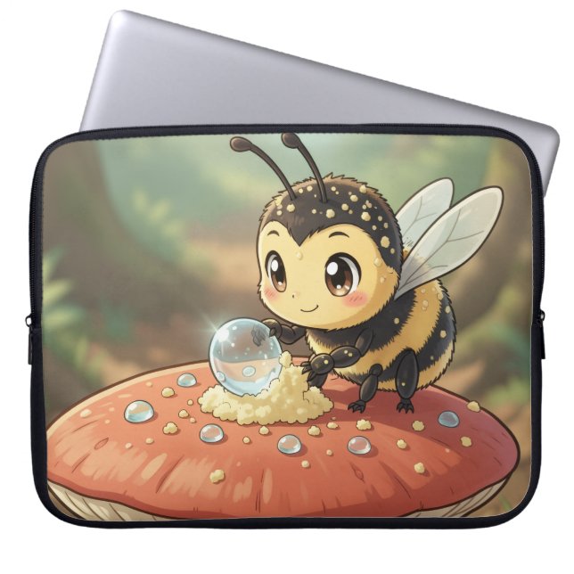 Goldene Hummel im Blütentanz  Laptopschutzhülle (Vorderseite)