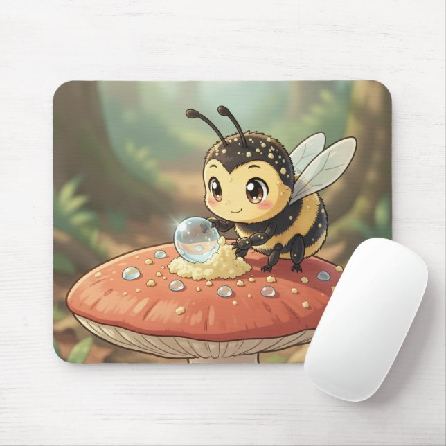 Goldene Hummel im Blütentanz  Mousepad (Mit Mouse)