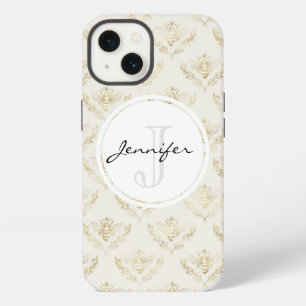 Goldene Hummel mit Kronenmuster-Monogramm iPhone 13 Hülle
