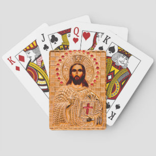 Goldene Ikone des Jesus Christus Spielkarten