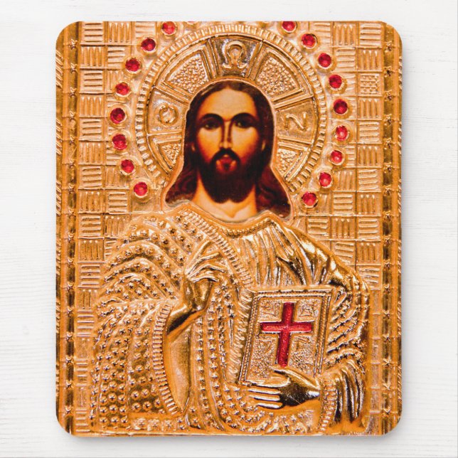 Goldene Ikone Jesu Christi Mousepad (Vorne)