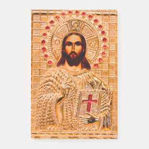 Goldene Ikone Jesu Christi Post-it Klebezettel