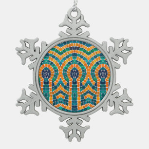 GOLDENE IKONEN MOSAIK Zinnschneeklaste Weihnachtsa Schneeflocken Zinn-Ornament