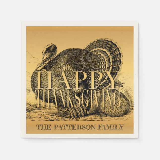 Goldene Illustration Türkei personalisiert P Napki Serviette (Vorderseite)