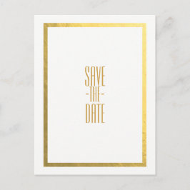 Goldene Imitate Weiße Elegante Save the Date Ankündigungspostkarte
