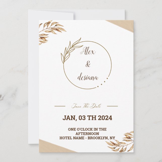 Goldene Imitation Einladung (Vorderseite)