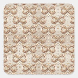 Goldene Infinity-Hochzeitsgeschenk-Aufkleber Quadratischer Aufkleber