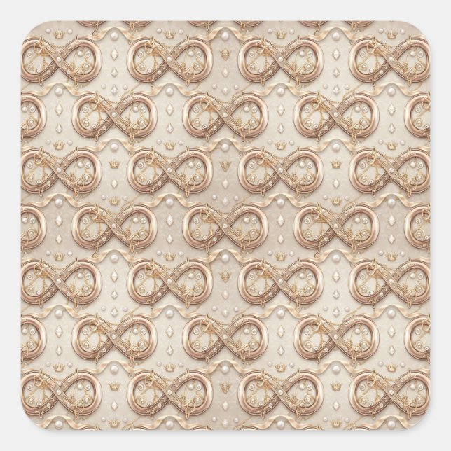 Goldene Infinity-Hochzeitsgeschenk-Aufkleber Quadratischer Aufkleber (Vorderseite)