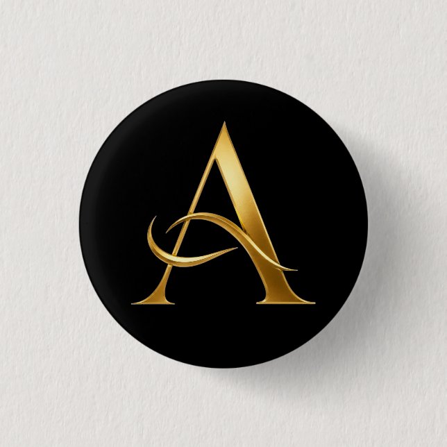 Goldene Initiale A Minimalistisches Design Button (Vorderseite)