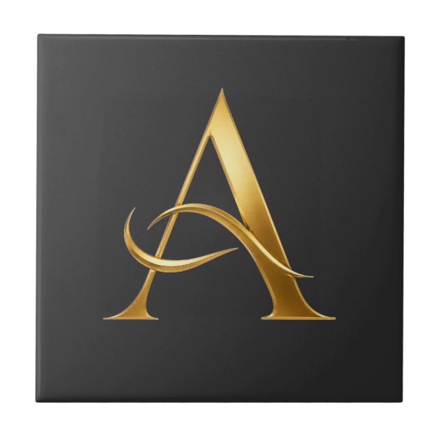 Goldene Initiale A Minimalistisches Design Fliese (Vorderseite)