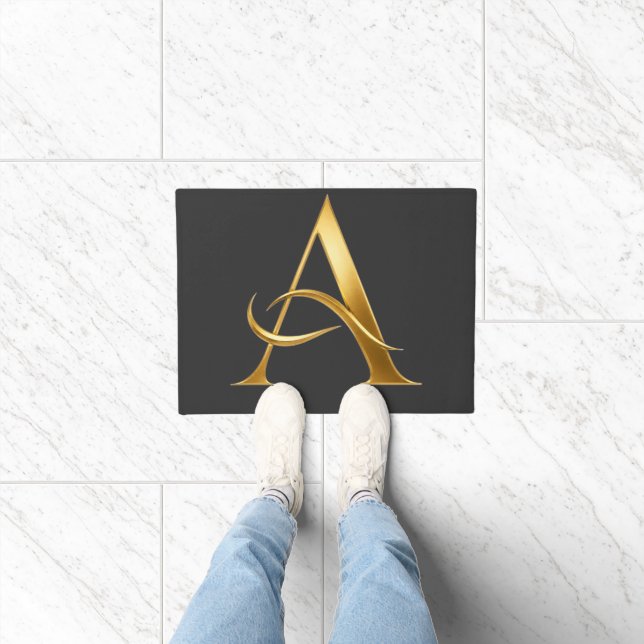 Goldene Initiale A Minimalistisches Design Fußmatte (Indoor)