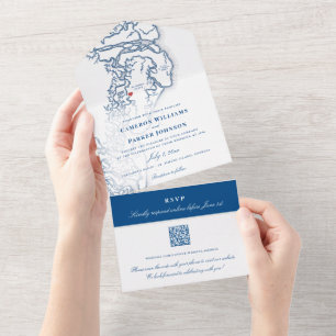 Goldene Inseln von Georgia Karte Elegante Hochzeit