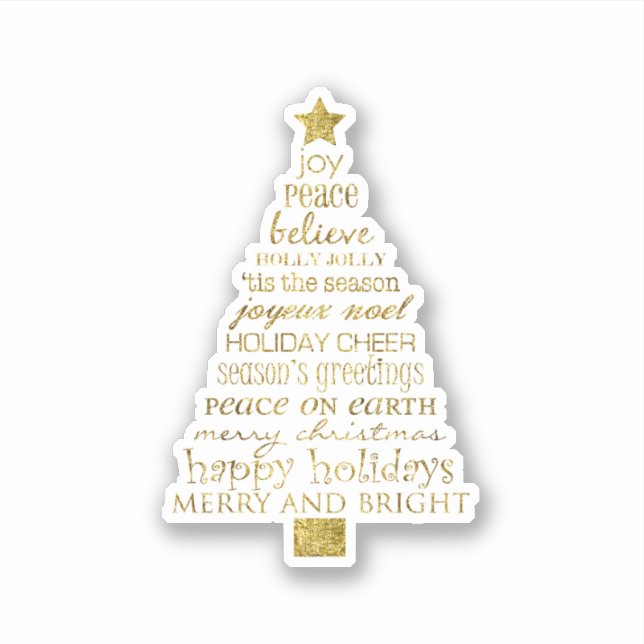 Goldene Inspirations-Weihnachtsbaum Frieden Freude Aufkleber (Vorderseite)