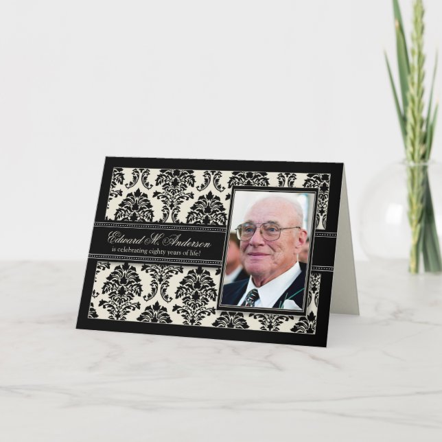 Goldene Jahre Damast-Geburtstag KARTE laden ein (Vorderseite)