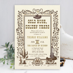 Goldene Jahre Goldener Western Vintage Pensionieru Einladung