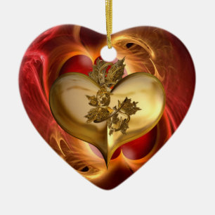 Goldene Jahre / Herz an Herz Keramikornament