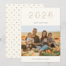 Goldene Jahresfotokarte Feiertagskarte