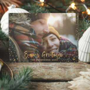 Goldene Jahresgrussstars 1 Foto-Urlaubskarte Feiertagskarte