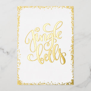 Goldene Jingle Belles Kein Foto Weihnachten  Folien Feiertagskarte