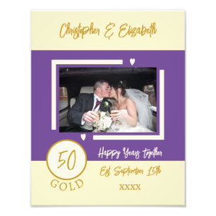 Goldene Jubiläum personalisierte Namen lila Fotodruck