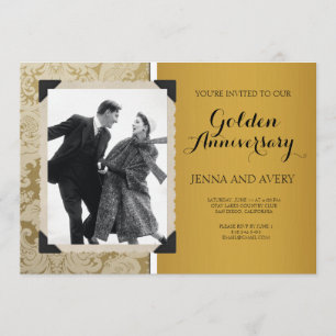 Goldene Jubiläums-Einladung Damast Einladung