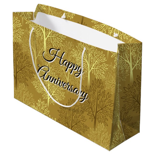 Goldene Jubiläumstasche Große Geschenktüte (Rückseite Schrägansicht)