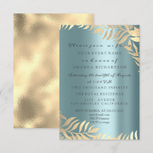 Goldene Jungle-Blau-Gold Elegante Hochzeits-Geburt Einladung