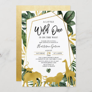 Goldene Jungtiere Kinderdusche Einladung