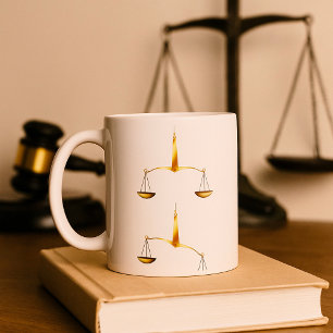 Goldene Justizwaage Im Gleichgewicht vs. Nicht im Kaffeetasse