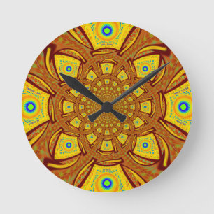 Goldene Kaleidoskop Kunst, Dichtung Runde Wanduhr