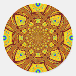 Goldene Kaleidoskop Kunst, Dichtung Runder Aufkleber