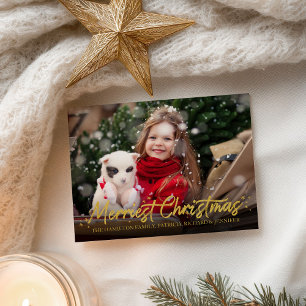 Goldene Kalligrafie Foto Frohe Weihnachtsfeiertage Postkarte