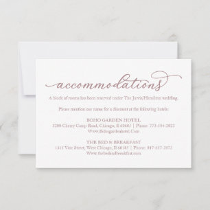 Goldene Kalligrafie Hochzeitshotel Unterkunft RSVP Karte