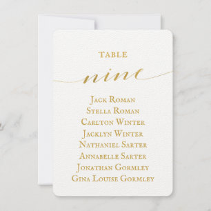 Goldene Kalligrafie-Hochzeitssitzplan-Karte Einladung