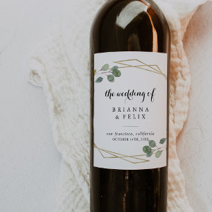 Goldene Kalligrafie Hochzeitweinetiketten Weinetikett