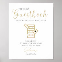 Goldene Kalligrafie-Jenga-Gästebuch-Hochzeitsposte