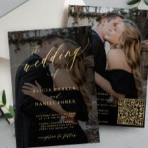 Goldene Kalligrafie-Overlay-Foto-QR-CODE-Hochzeit