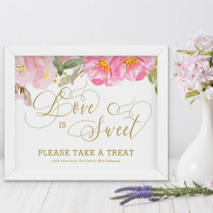 Goldene Kalligrafie Rosa Florales Liebe ist süß Po Poster