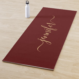 Goldene Kalligrafie-Schrift personalisierter Name  Yogamatte