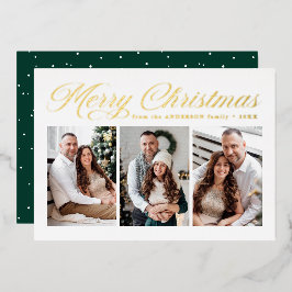 Goldene Kalligrafie Script Frohe Weihnachten 3 Fot Folien Feiertagskarte