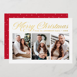 Goldene Kalligrafie Script Frohe Weihnachten 3 Fot Folien Feiertagskarte