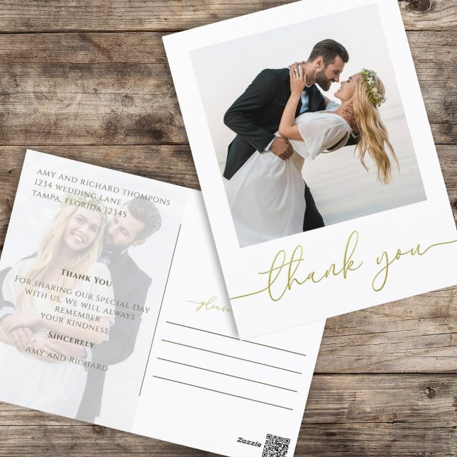 Goldene Kalligrafie-Skripte Modernes Einfaches Zwe Postkarte (Von Creator hochgeladen)