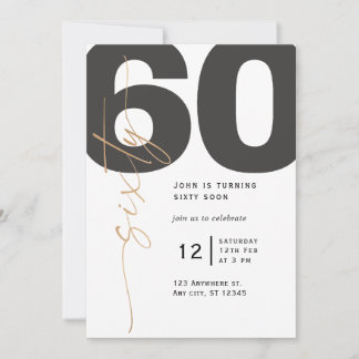 Goldene Kalligraphie 60. Geburtstagseinladung Einladung